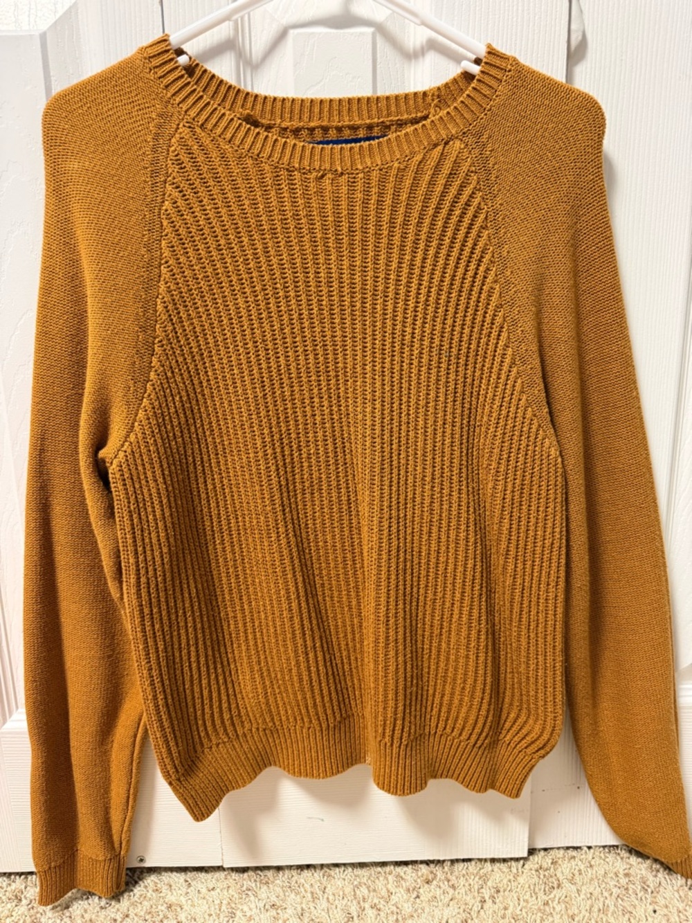 Aeropostale Women's Mustard Ribbed Crewneck Sweater